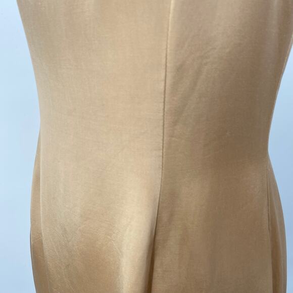 Vintage 90s Jessica McClintock Satin Mini Dress Flower Beaded Straps Champagne 6 - Picture 7 of 15
